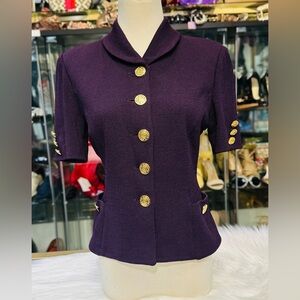 St. John Collection Elegant Purple Women's Jacket with Gold Buttons